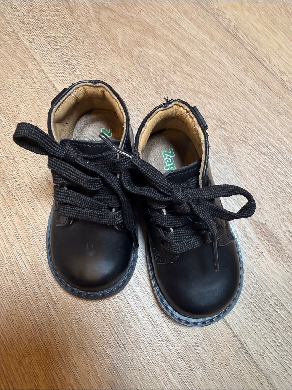 Zapakids Black Leather Toddler Lace Up Shoes Made in Mexico